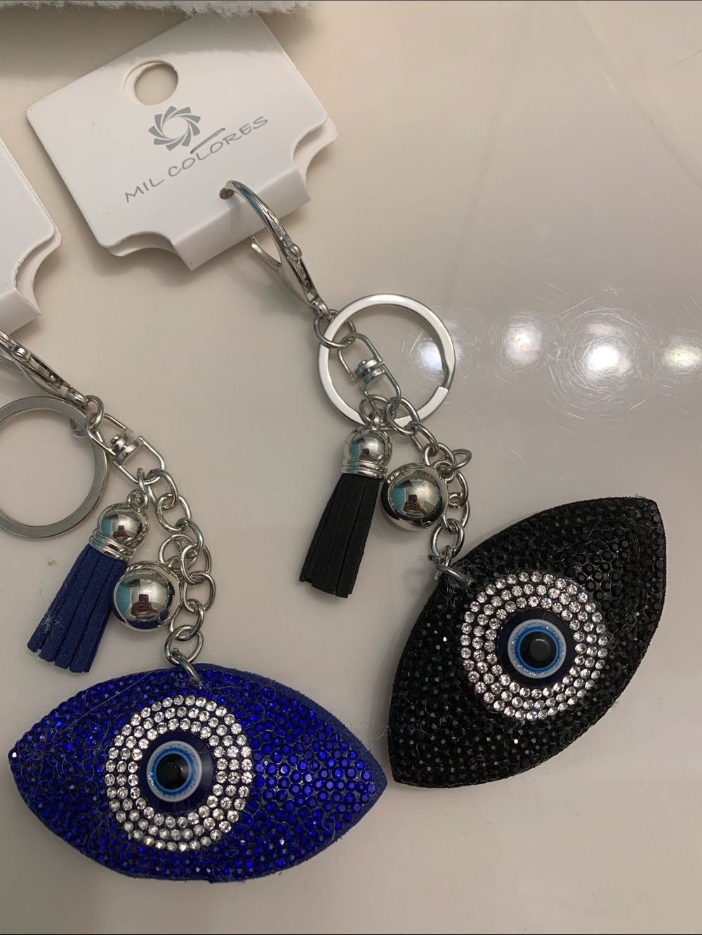 Evil Eye Crystal Keychain - Black